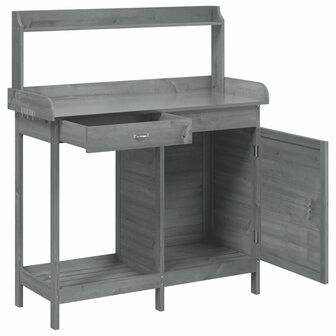 Oppottafel met kast 110,5x45x124,5 cm massief vurenhout grijs 6