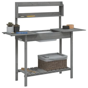Oppottafel met spoelbak 147,5x44x139,5 cm vurenhout grijs 5