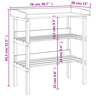 Plantentafel met schappen 78x38x82,5 cm massief vurenhout 9