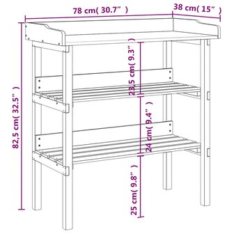 Plantentafel met schappen 78x38x82,5 cm vurenhout grijs 9
