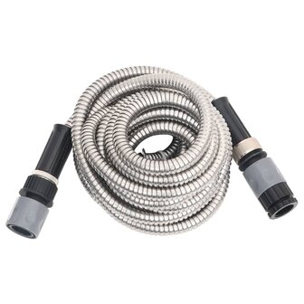 Tuinslang met sproeikop 0,6&amp;apos;&amp;apos; 22,5 m roestvrij staal zilver 3
