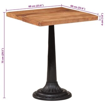 Bistrotafel 60x60x76 cm massief acaciahout 10