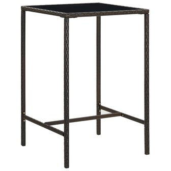 Tuinbartafel 70x70x110 cm poly rattan en glas bruin 1