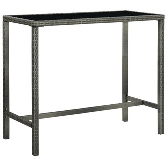 Tuinbartafel 130x60x110 cm poly rattan en glas grijs 1