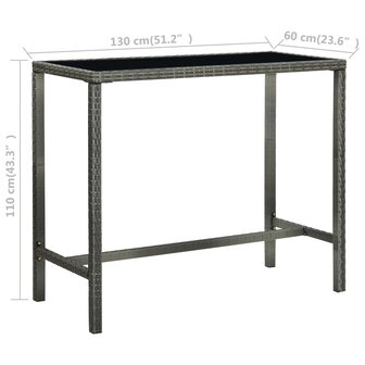 Tuinbartafel 130x60x110 cm poly rattan en glas grijs 6