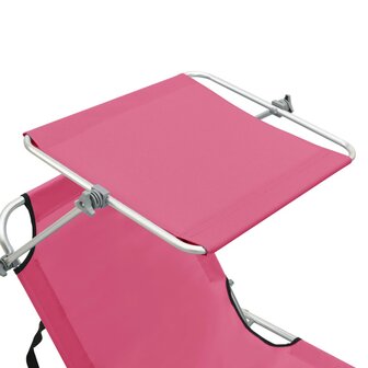Ligbed met luifel inklapbaar staal magenta 5