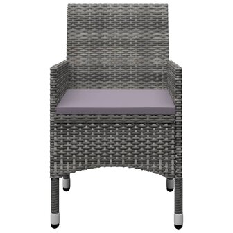 3-delige Bistroset poly rattan en acaciahout grijs 5