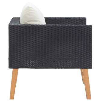 Tuinbank eenzits met kussens poly rattan zwart 6