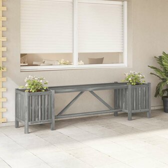 Tuinbank met 2 plantenbakken 150 cm massief acaciahout grijs 1