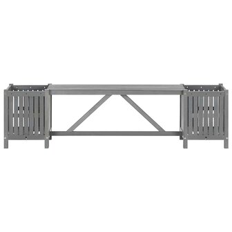 Tuinbank met 2 plantenbakken 150 cm massief acaciahout grijs 4
