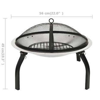 Vuurschaal en barbecue 2-in-1 met pook 56x56x49 cm rvs 10