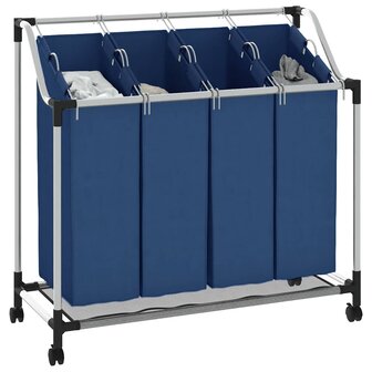 Wassorteerder met 4 zakken staal blauw 4