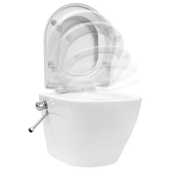Hangend toilet randloos met bidetfunctie keramiek wit 3