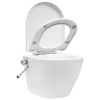Hangend toilet randloos met bidetfunctie keramiek wit 4