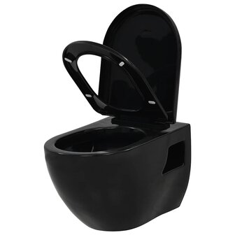 Hangend toilet met verborgen stortbak keramiek zwart 3
