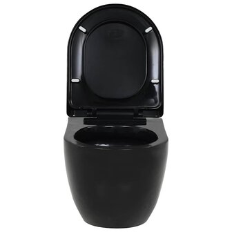 Hangend toilet met verborgen stortbak keramiek zwart 5