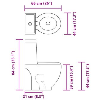 Toilet rond afvoer onder keramiek zwart 9