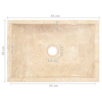 Gootsteen 45x30x12 cm marmer hoogglans cr&egrave;mekleurig 12