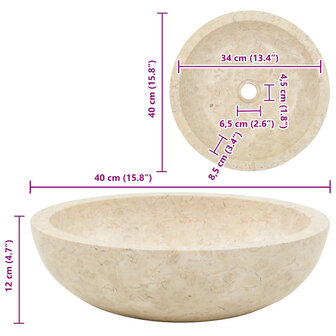 Gootsteen 40x12 cm marmer cr&egrave;me 11