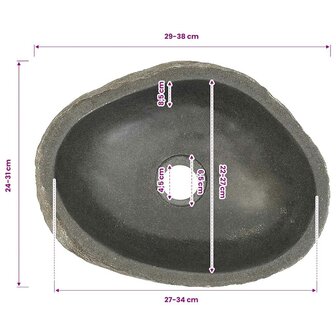 Wastafel ovaal (29-38)x(24-31) cm riviersteen 6
