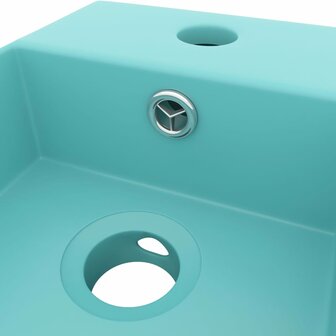 Wastafel met overloop keramiek lichtgroen 5