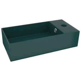 Wastafel met overloop keramiek donkergroen 2