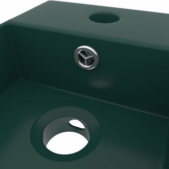 Wastafel met overloop keramiek donkergroen 5