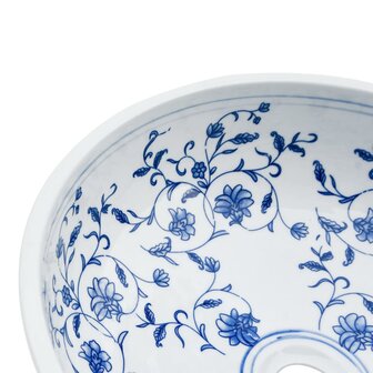 Opzetwasbak rond &Phi;41x14 cm keramiek wit en blauw 5