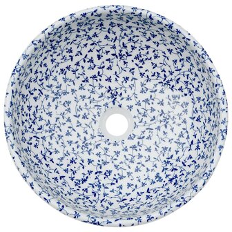 Opzetwasbak rond &Phi;41x14 cm keramiek wit en blauw 4