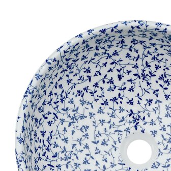 Opzetwasbak rond &Phi;41x14 cm keramiek wit en blauw 5
