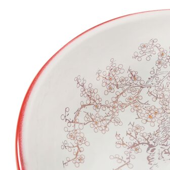 Opzetwasbak rond &Phi;41x14 cm keramiek wit en rood 5