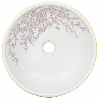 Opzetwasbak rond &Phi;41x14 cm keramiek wit en geel 4