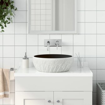 Opzetwasbak rond &Phi;41x14 cm keramiek zwart en grijs 1