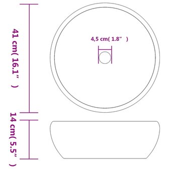 Opzetwasbak rond &Phi;41x14 cm keramiek zwart en grijs 6