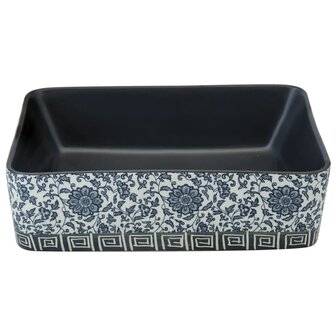 Opzetwasbak rechthoekig 46x35,5x13 cm keramiek zwart en blauw 4