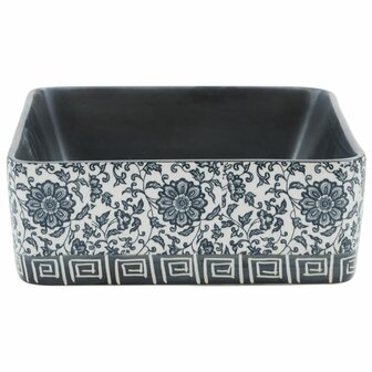 Opzetwasbak rechthoekig 46x35,5x13 cm keramiek zwart en blauw 5