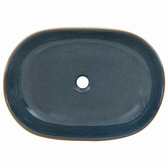 Opzetwasbak ovaal 59x40x14 cm keramiek zandkleurig en blauw 6