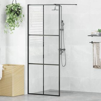 Inloopdouchewand 80x195 cm ESG-glas transparant en zwart 1