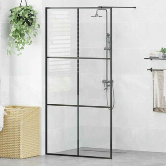 Inloopdouchewand 100x195 cm ESG-glas transparant en zwart 1