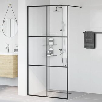 Inloopdouchewand 100x195 cm ESG-glas transparant en zwart 3