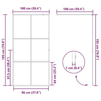 Inloopdouchewand 100x195 cm ESG-glas transparant en zwart 8