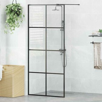 Inloopdouchewand 90x195 cm ESG-glas transparant en zwart 1