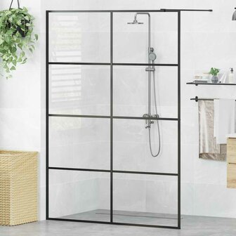 Inloopdouchewand 140x195 cm ESG-glas transparant en zwart 1
