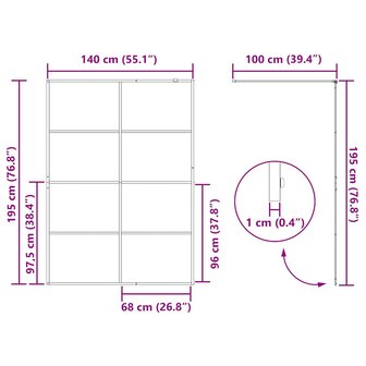 Inloopdouchewand 140x195 cm ESG-glas transparant en zwart 8