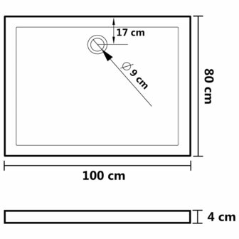 Douchebak rechthoekig 80x100 cm ABS zwart 8