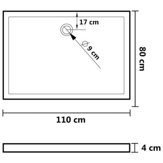 Douchebak rechthoekig 80x110 cm ABS zwart 8
