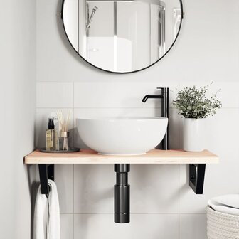 Badkamer wandschap staal en massief beukenhout 3