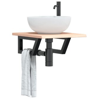 Badkamer wandschap staal en massief eikenhout 1