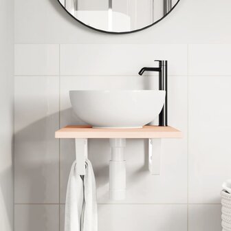 Badkamer wandschap staal en massief eikenhout 3