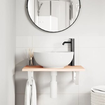 Badkamer wandschap staal en massief eikenhout  3